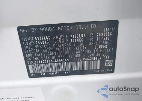 2018 Acura Rlx Sport Hybrid Advance Package из США, поврежденный, VIN JH4KC2F99JC000269